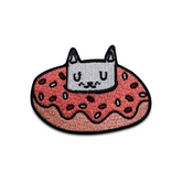 Katze schläft in Donut Patch zum Aufbügeln Patches Süßigkeiten Aufnäher