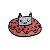 Katze schläft in Donut Patch zum Aufbügeln Patches Süßigkeiten Aufnäher