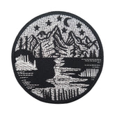 Klett Patch - Fluss in den Bergen | Outdoor Klett Patches, Wandern Aufnäher, Natur Klettpatches, Berg Badge, Camping Klettpatch Rund, Finally Home
