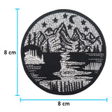 Klett Patch - Fluss in den Bergen | Outdoor Klett Patches, Wandern Aufnäher, Natur Klettpatches, Berg Badge, Camping Klettpatch Rund, Finally Home