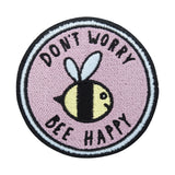 Klett Patch - Dont worry bee Happy | Klett Patches Lustig, Biene Aufnäher, Gym Klettpatches, Rosa Badge, Spruch Klettpatch, Finally Home