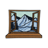 Fenster in Bergen Bügelpatch Wandern Patch Berg Aufnäher, Aufbügler