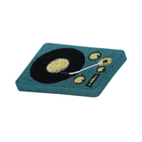 Grüner Plattenspieler Patch zum Aufbügeln Old School DJ Mischpult Aufbügler