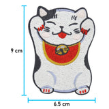 Schwarzer Chinesische Glückskatze Patch - Maße: 9 x 6,5 cm