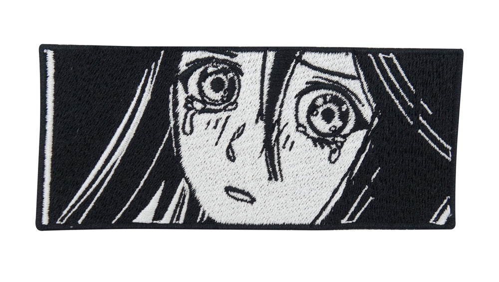 Ängstliches Anime Mädchen Patch in schwarz/weiß