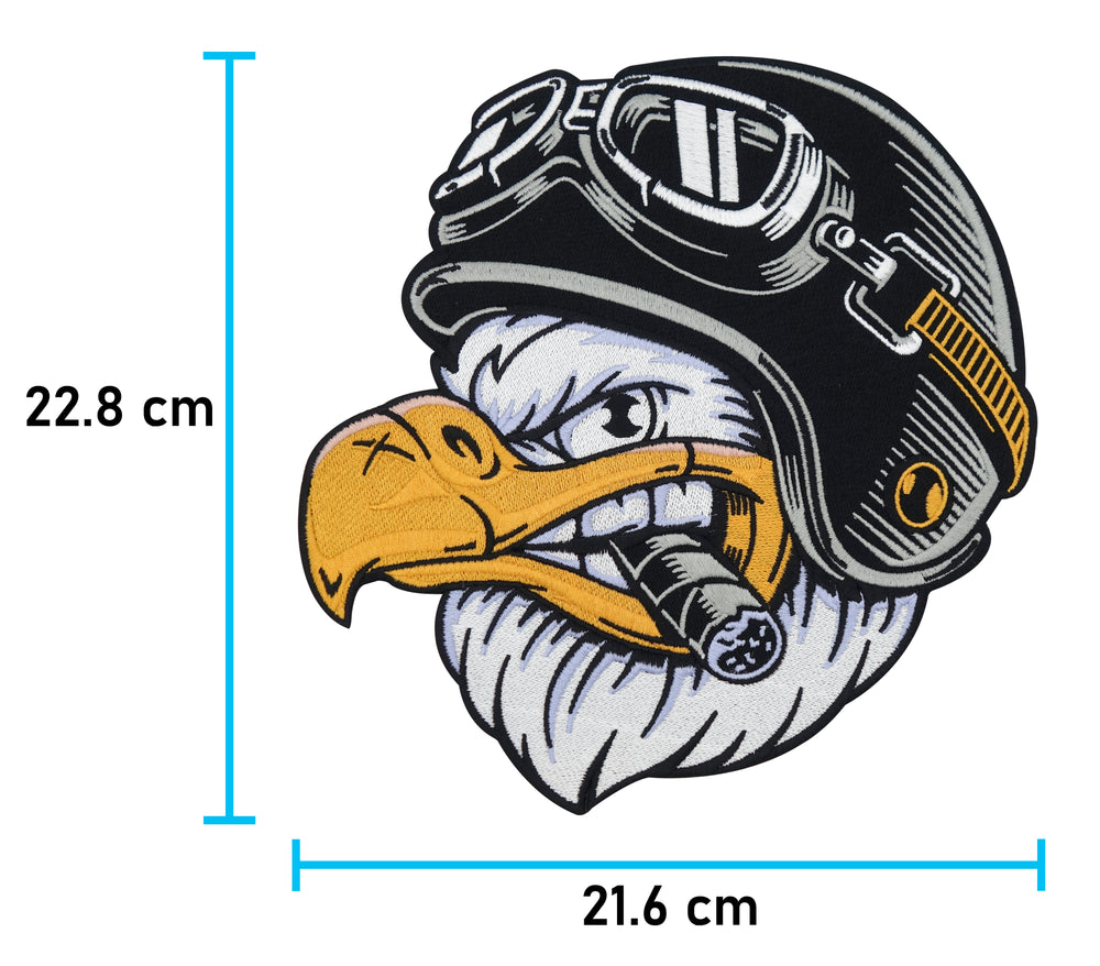 Weißer Adler mit Helm und Zigarre Patch mit Maße: 22,8 x 21,6 cm.