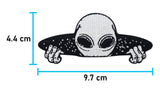 Alien-Bügelpatch, schwarz-weiß, Maße: 4,4 x 9,7 cm