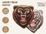 Vorder- und Rückseite des Patches, mit Bügelfolie. „Finally Home“ Logo und Nutzungsoptionen: Aufbügeln, Aufnähen, Aufkleben mit Textilkleber