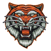 Aggressiver orangefarbener Tigerkopf Biker Patch