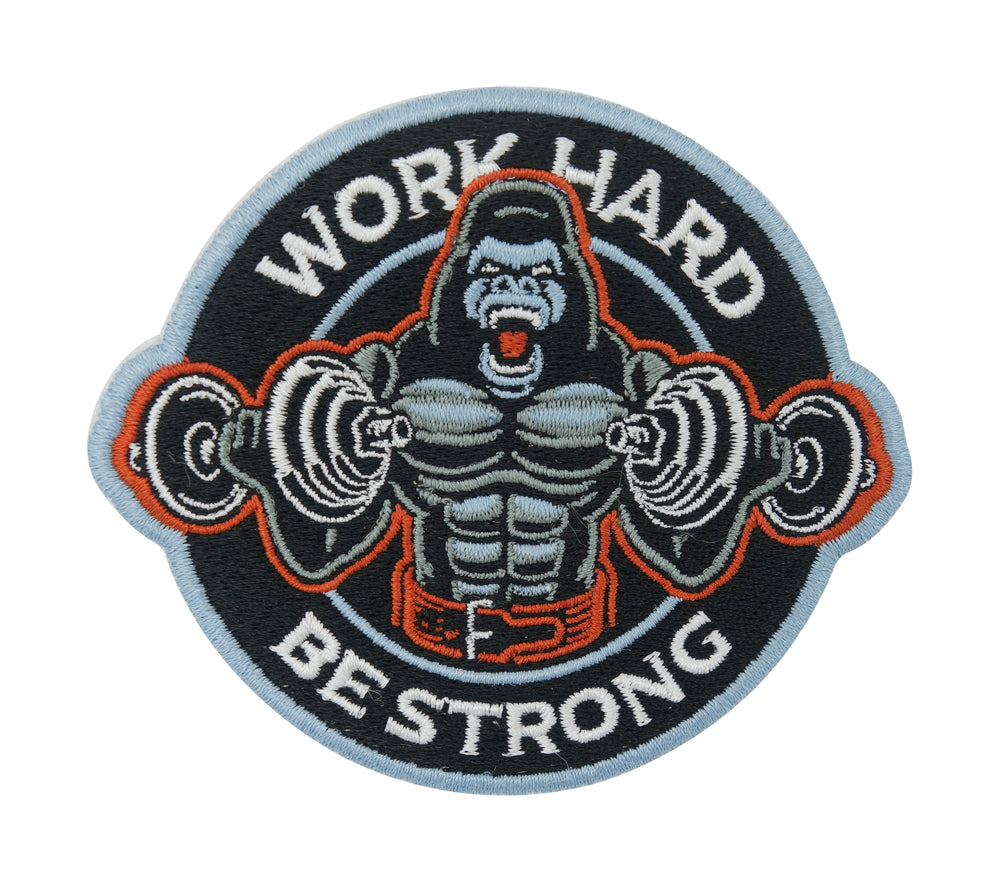 Schwarzer Work Hard Be Strong Klett Patch