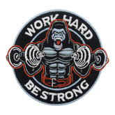 Schwarzer Work Hard Be Strong Fitness Gorilla Patch