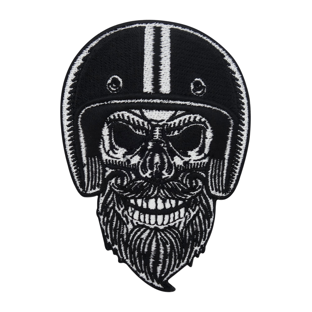 Schwarzer Totenkopf Biker mit Helm Patch