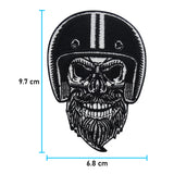 Schwarzer Totenkopf Biker Patch, Maße: 9,7 x 6,8 cm