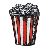 Popcorn in rot, weiß gestreiftem Behälter Patch