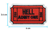 Höllen Ticket Patch mit den Maßen: 3,4 x 6 cm