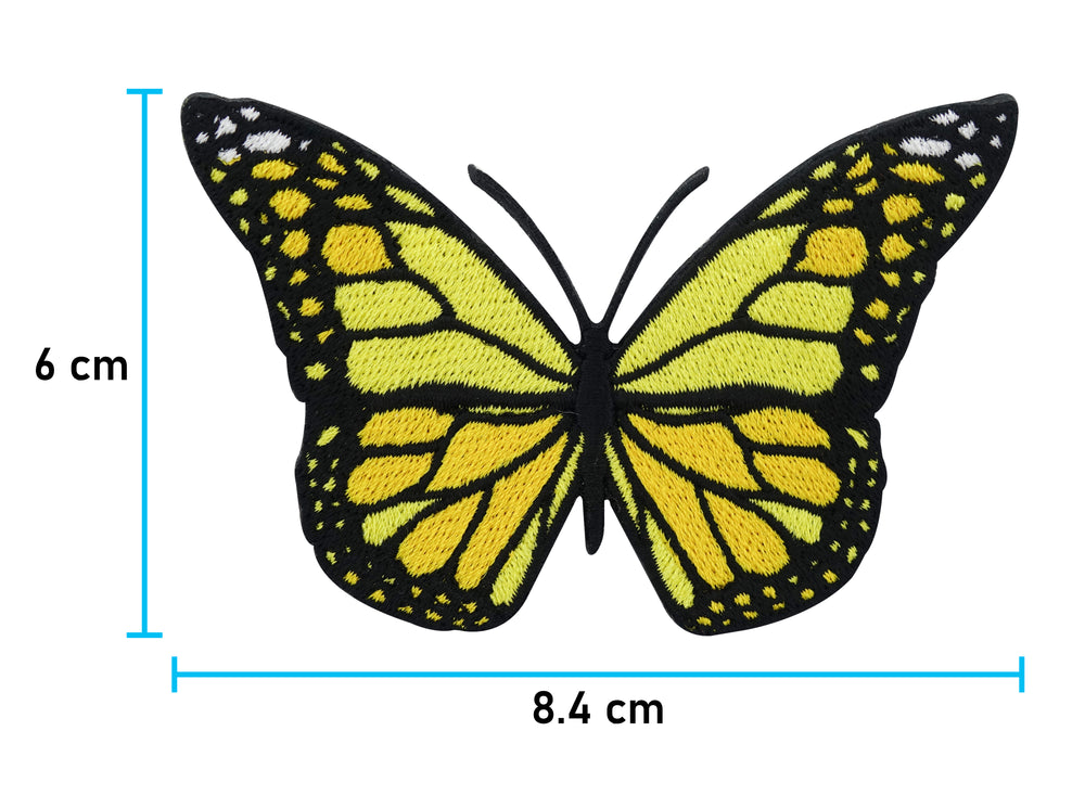 Gelber Schmetterling Patch mit den Maßen: 6 x 8,4 cm