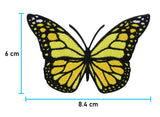 Gelber Schmetterling Patch mit den Maßen: 6 x 8,4 cm