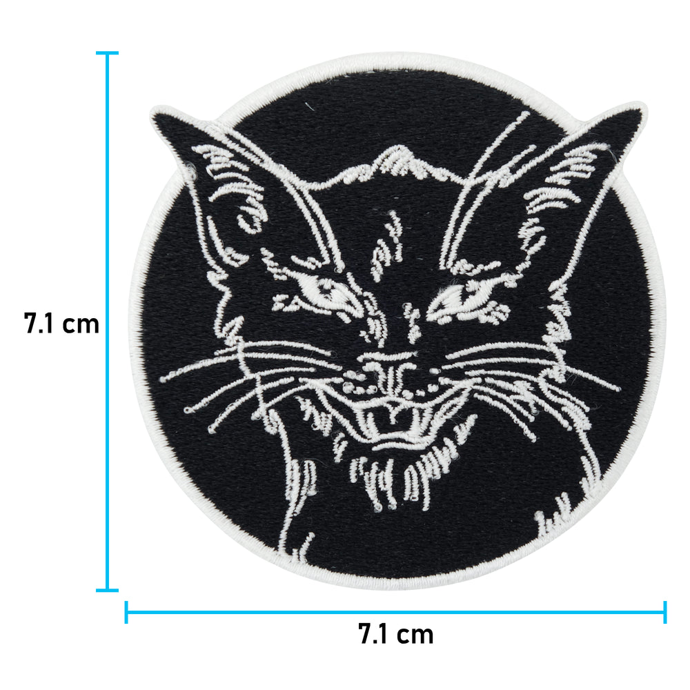 Schwarzer Katzen Patch mit der Maße: 7,1 x 7,1 cm