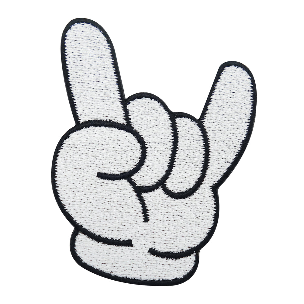 Weißer Cartoon Rocker Hand Patch