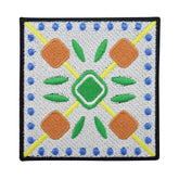 Weiß, blau, grün, gelb, oranger Keramik Muster Patch