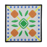 Weiß, blau, grün, gelb, oranger Keramik Muster Patch