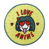 Gelber I Love Anime mit Mädchen mit Herzaugen Patch