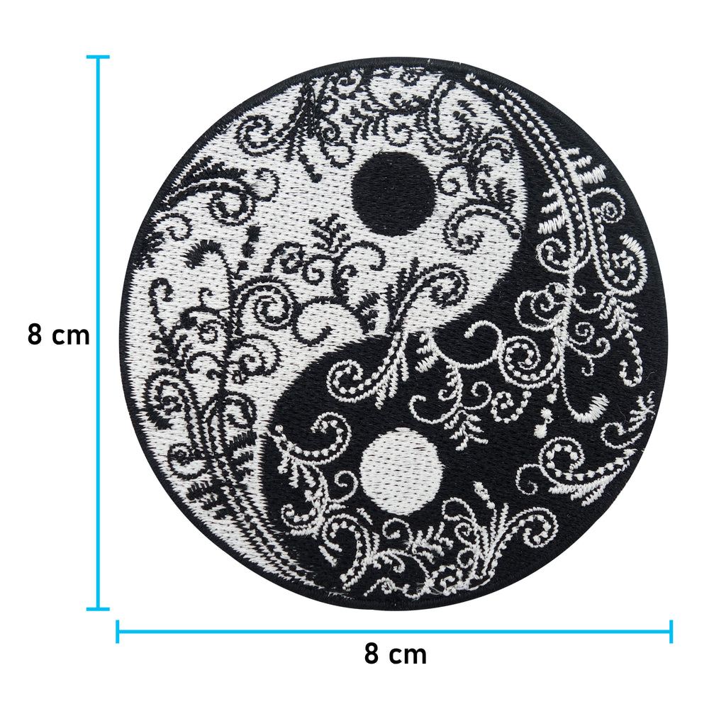 Yin und Yang Blumen Patch mit der Maße: 6,7 x 8,2 cm