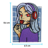 Manga Girl Patch mit der Maße: 8,6 x 6,5 cm