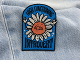 Blumen Spruch Patch auf blauer Jeans