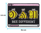 Bee Different Patch mit der Maße: 6,6 x 8,6 cm