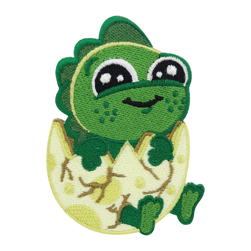 Grüner Baby Dinosaurier Patch in Eierschale