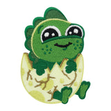 Grüner Baby Dinosaurier Patch in Eierschale