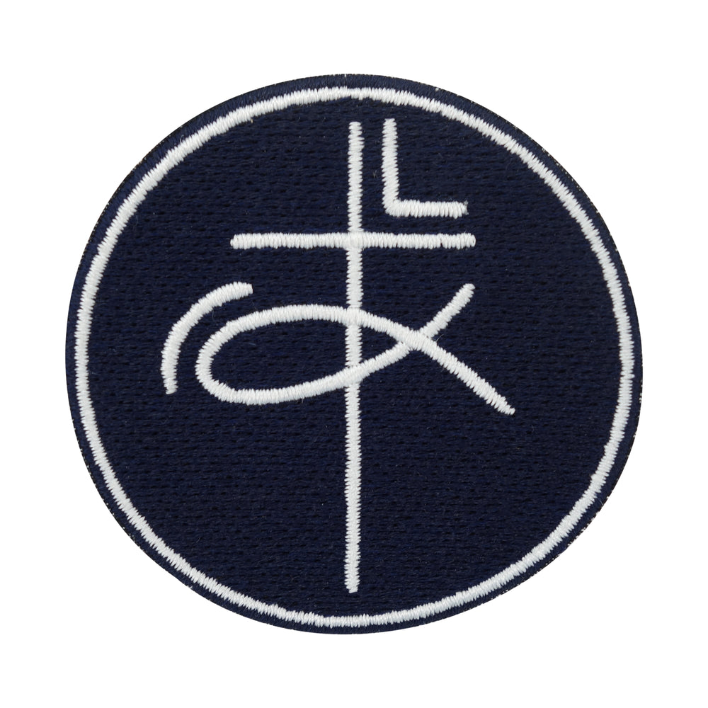 Dunkelblauer christlicher Kreuz & Fisch Patch