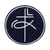 Dunkelblauer christlicher Kreuz & Fisch Patch