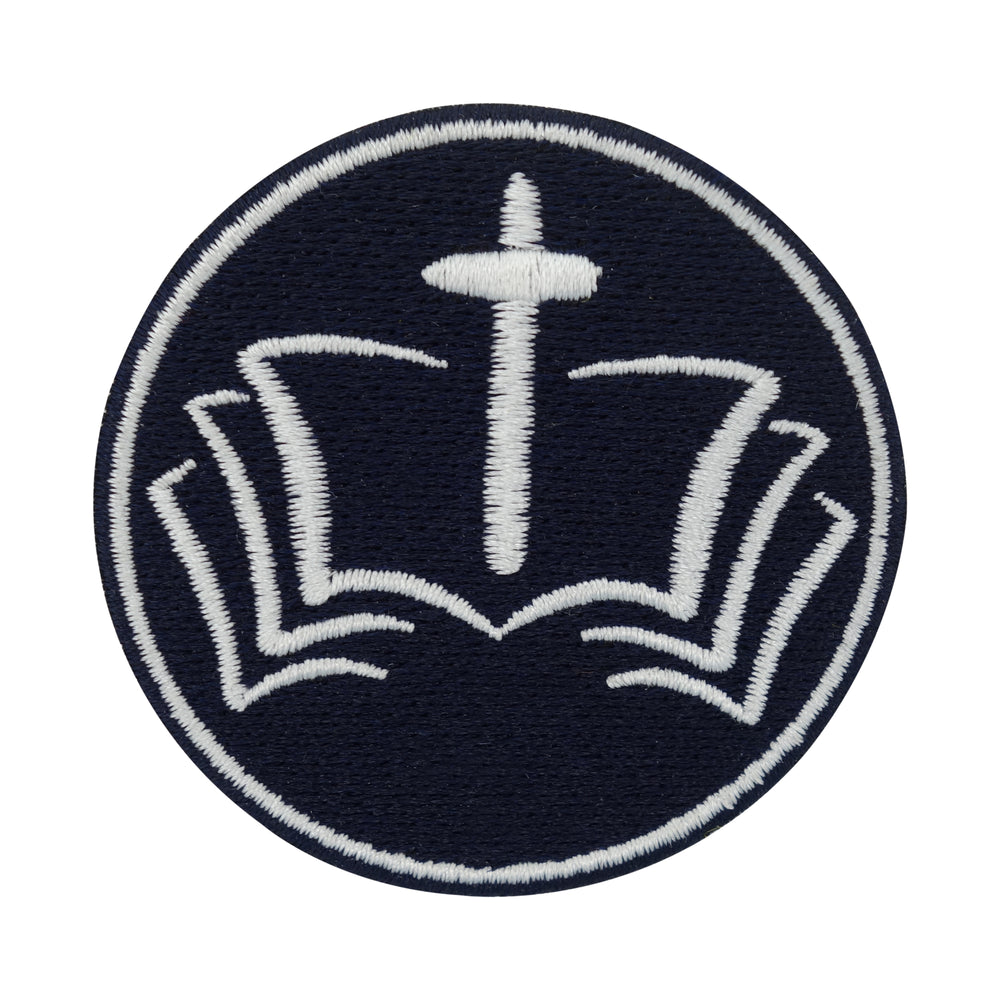 Dunkelblauer Bibel mit Kreuz Patch