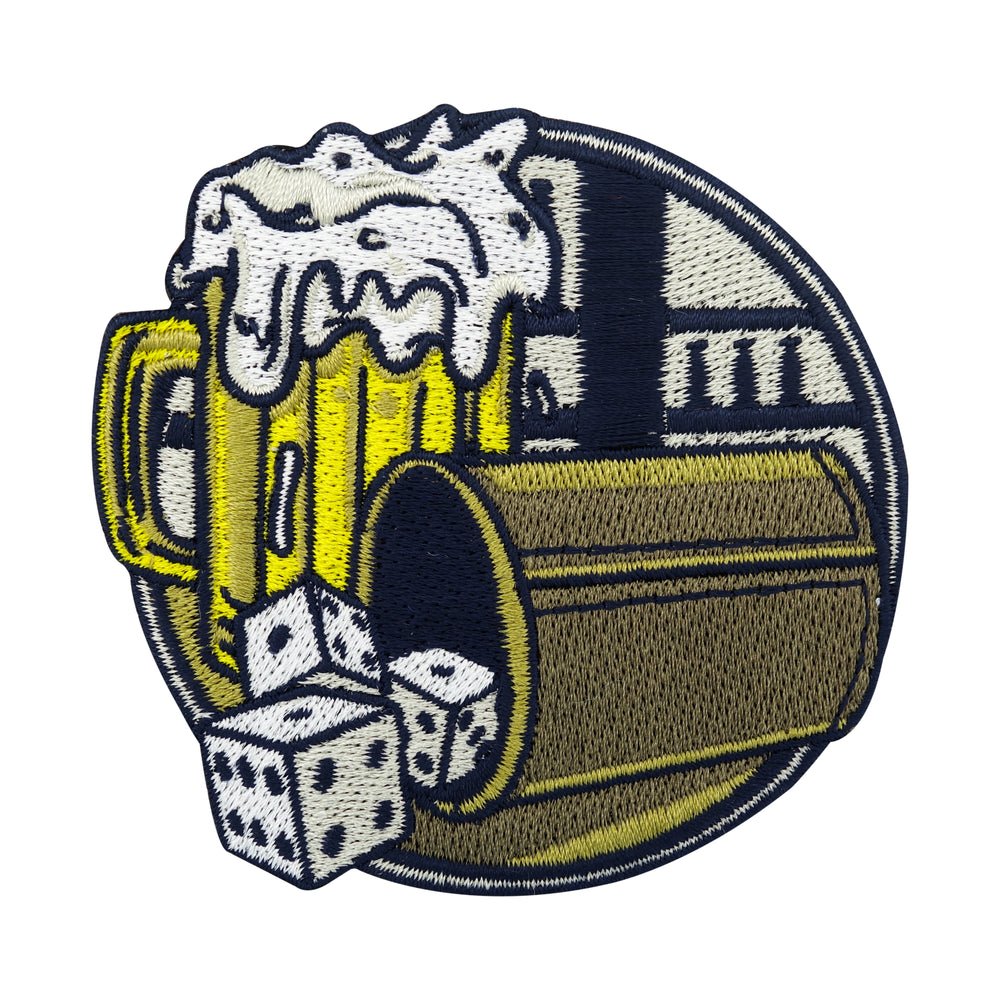 Schwarz-gelber Bier & Würfel Glücksspiel Patch