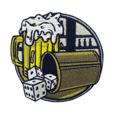 Schwarz-gelber Bier & Würfel Glücksspiel Patch