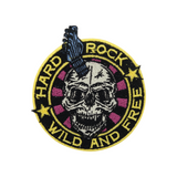 Schwarzer Hard Rock Totenkopf mit Gitarre am Kopf Patch