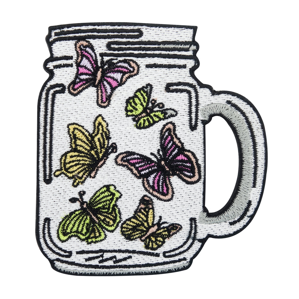 Bunte Schmetterlinge im Glas Patch