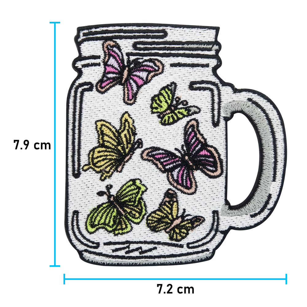 Schmetterlinge im Glas Patch mit der Maße: 7,9 x 7,2 cm