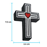 Kreuz Patch mit der Maße: 9,3 x 6,4 cm