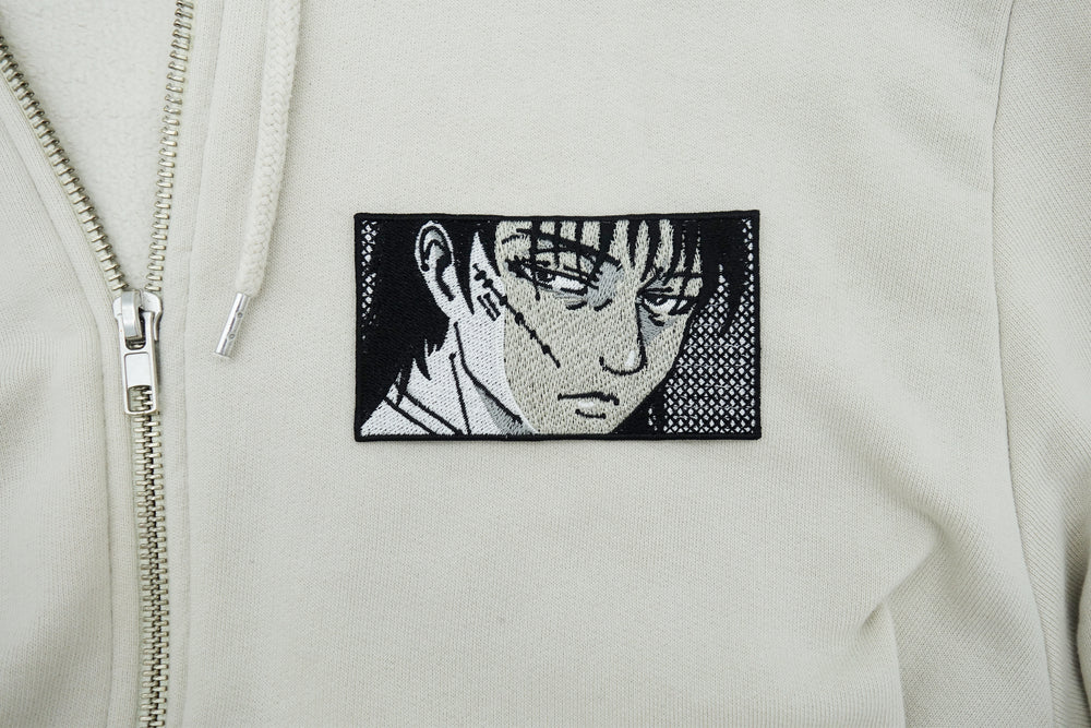Anime Bad Boy Patch auf weißer Jacke aufgebügelt