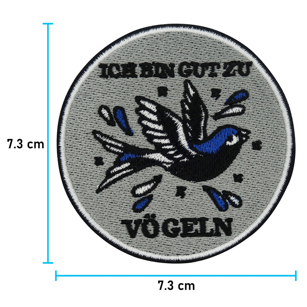 Vogel Patch mit der Maße: 7,3 x 7,3 cm