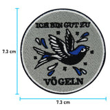 Vogel Patch mit der Maße: 7,3 x 7,3 cm