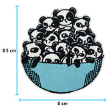 Pandabären Patch mit der Maße: 8,5 x 8 cm