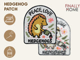 Vorder- und Rückseite des Patches, mit Bügelfolie. „Finally Home“ Logo und Nutzungsoptionen: Aufbügeln, Aufnähen, Aufkleben mit Textilkleber