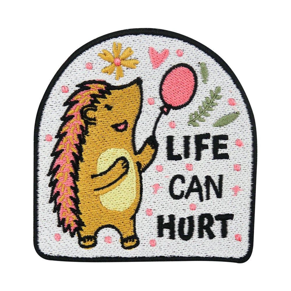 Weißer Life Can Hurt Igel mit Luftballon Patch