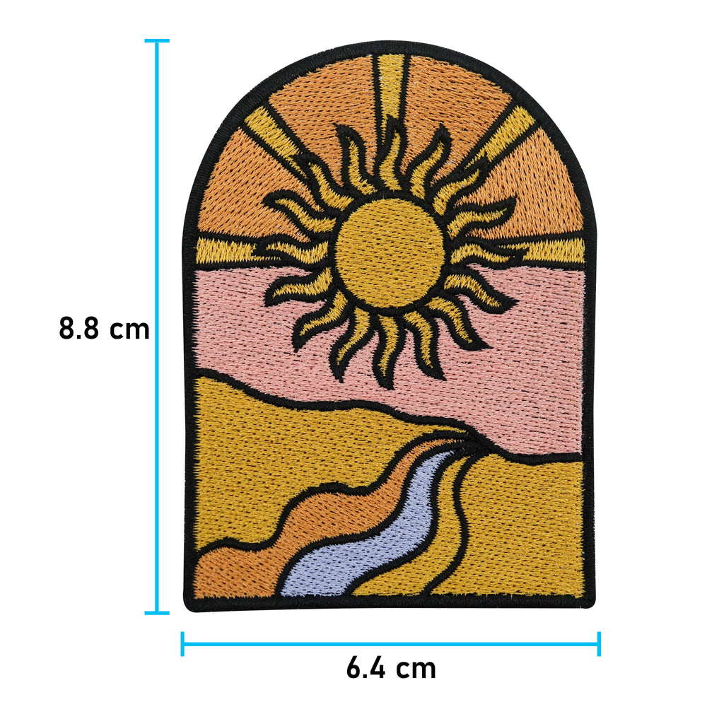 Sonne Patch mit der Maße: 8,8 x 6,4 cm