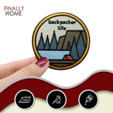 Backpacker Life | Wandern Patches, Berg Bügelbild, Wald Aufbügler, Camping Aufnäher, Baum Bügelpatch, Finally Home Patch zum Aufbügeln
