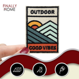 Outdoor Vibes Finally Home Patch zum Aufbügeln & Aufnähen | Berg Patches, Natur Bügelbild, Wanderer Aufbügler, Retro Camping Aufnäher, Mountain Bügelpatch